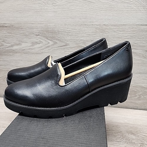 Vionic Willa Wedge Black Leather Size 9 Women's Slip-on Loafer - Picture 3 of 9