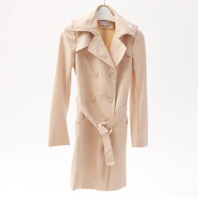 Patrizia Pepe Women's Trench Coat Size XS Beige Double Breasted Belted Elegant