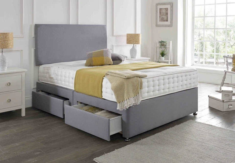 ORTHOPAEDIC DIVAN BED SET WITH MATTRESS AND HEADBOARD 3FT 4FT6 Double 5FT King