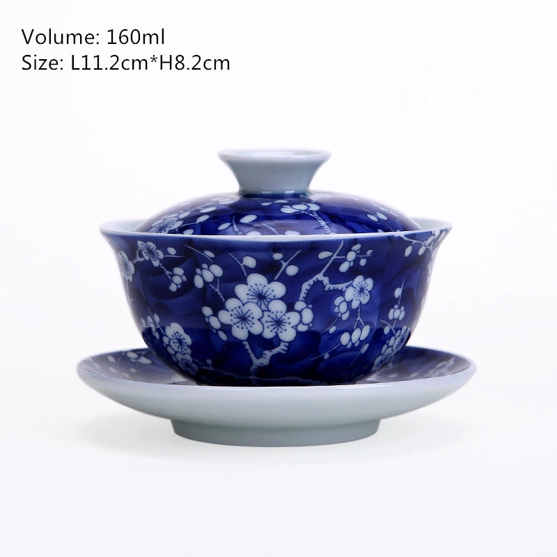 Porcelana china Jingdezhen Gaiwan Wintersweet estampado floral puré sin plomo Foto 3 de 4