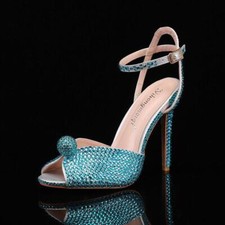 Rhinestone Women's Stilettos Heels Shoes Peep Toe Peep Toe Party Wedding Retro