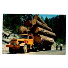 Logging Truck Postcard Unposted Vintage Mirro-Krome H.S. Crocker Diesel Mountain