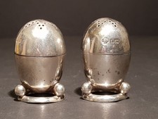 Antichi peperoncini a forma di uovo in argento sterling con marchio edoardiano 58,6 g 1910