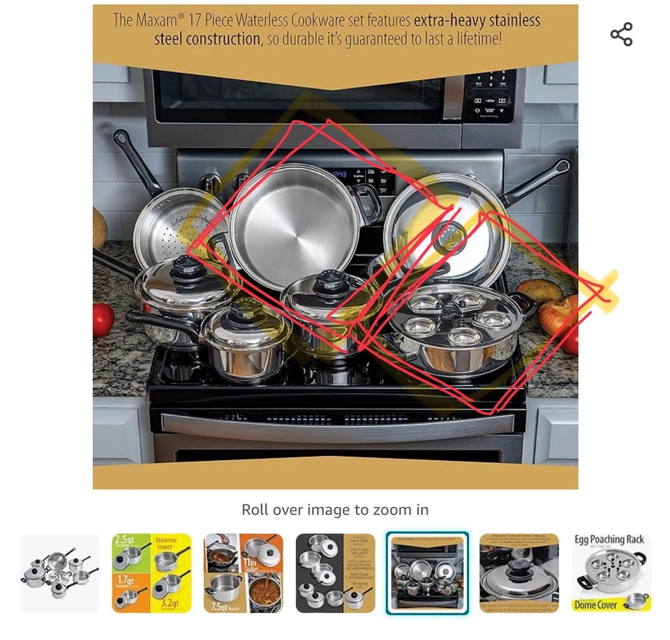 Panela Maxam 9 elementos sem água, aço inoxidável durável 11", prata - Imagem 3 de 4