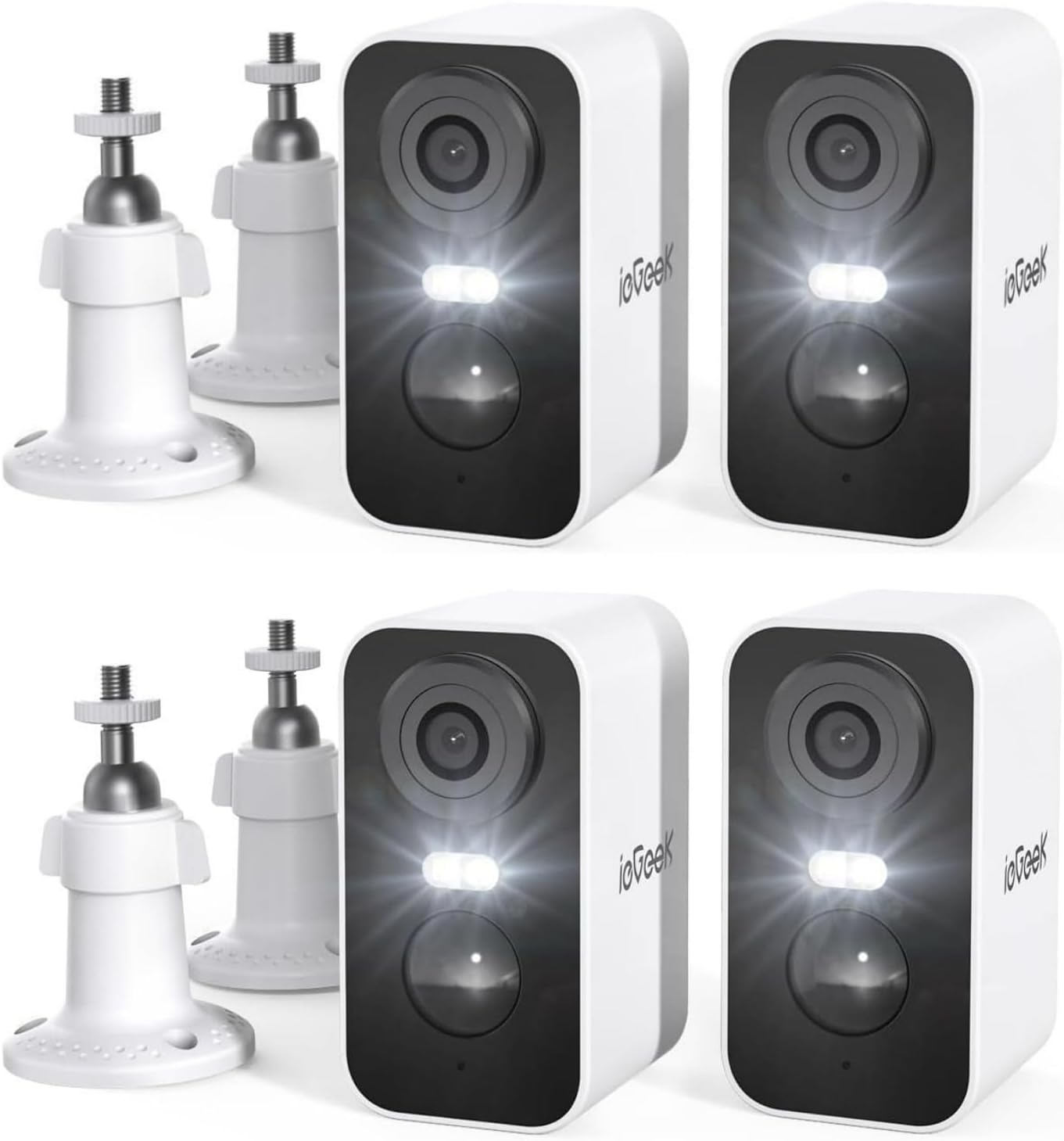 Security Cameras Wireless Outdoor 4Pcs, 2K 3MP Battery Powered Wifi Security Cam