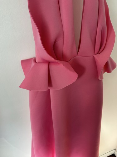 ASOS NEW Bubble Gum Pink Halter Midi Dress “Scuba Like Material” Barbie Costume - Picture 12 of 13