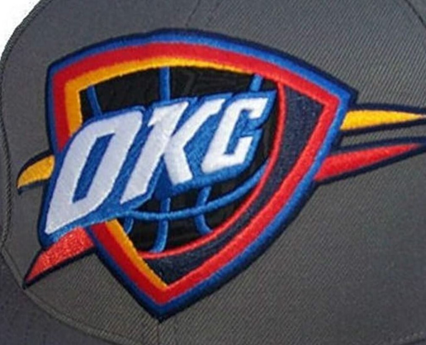 Adidas Oklahoma City Thunder Large Logo Fitted Hat Cap Gray