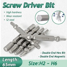 Hex Head Magnetic Screw Driver Bit Set Double 65mm Long Allen Key Impact Power