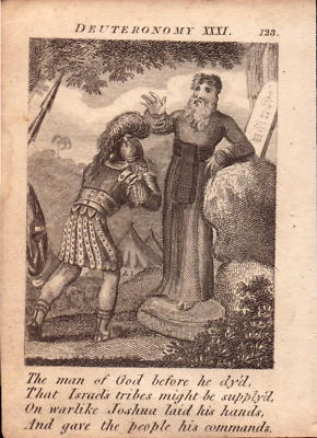 1831 engraving .scripture history - joshua laid his hands  !