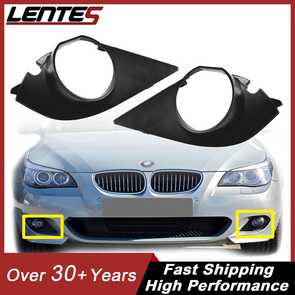 Pair For 2003-09 BMW E60 E61 M Sport Fog Light Bumper Grille Cover Insert Trim
