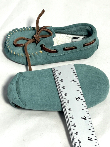 Vintage 1992 Baby Gap genunine leather moccasins light blue size 3 - Picture 8 of 10