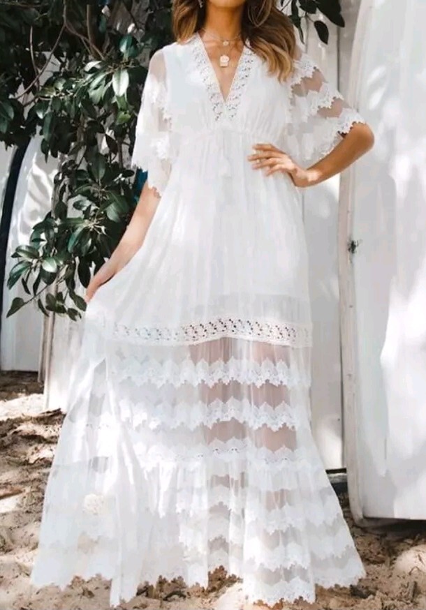 chinese dress ladies Carmen Maxi Dress White Poppy by Jaase  Kenzie Tenzie