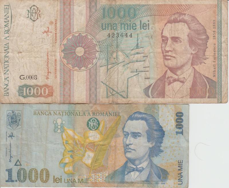 ROMANIA  Banca Nationala A Romanie 1,000 Lei 1991 - 1998 2 Bank notes