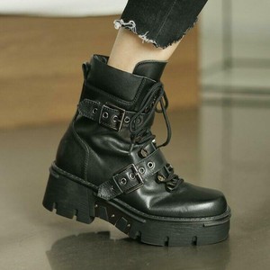 leather biker ankle boots with bejewelled straps