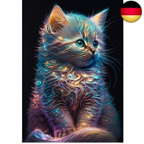 5D Diamond Painting Dumme Katze – DIY Diamantbild, 30x40 Cm, Volles Set Inkl. Leinwand, Diamanten & Werkzeug