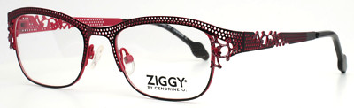 ZIGGY by CENDRINE O. 1458 C6 Black Red Womens Rectangle Eyeglasses 49-18-135