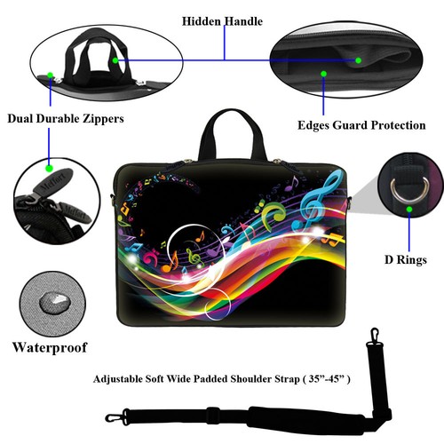 Neopren Laptoptasche mit Schultergurt & passender Haut passend für bis 17,3" 2704 - Bild 2 von 4