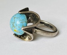 Vintage Mexico Sterling Silver Blue Turquoise Ring Size 6