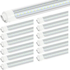 12 Pack HO R17d T8 8FT LED Shop Lights 72W F96T12 8 Foot Tube Light Bulbs 5000K