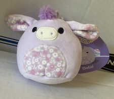 X Squishmallows 3.5 Clip Delzi Purple Donkey Floral Flowers Easter Squad Plush
