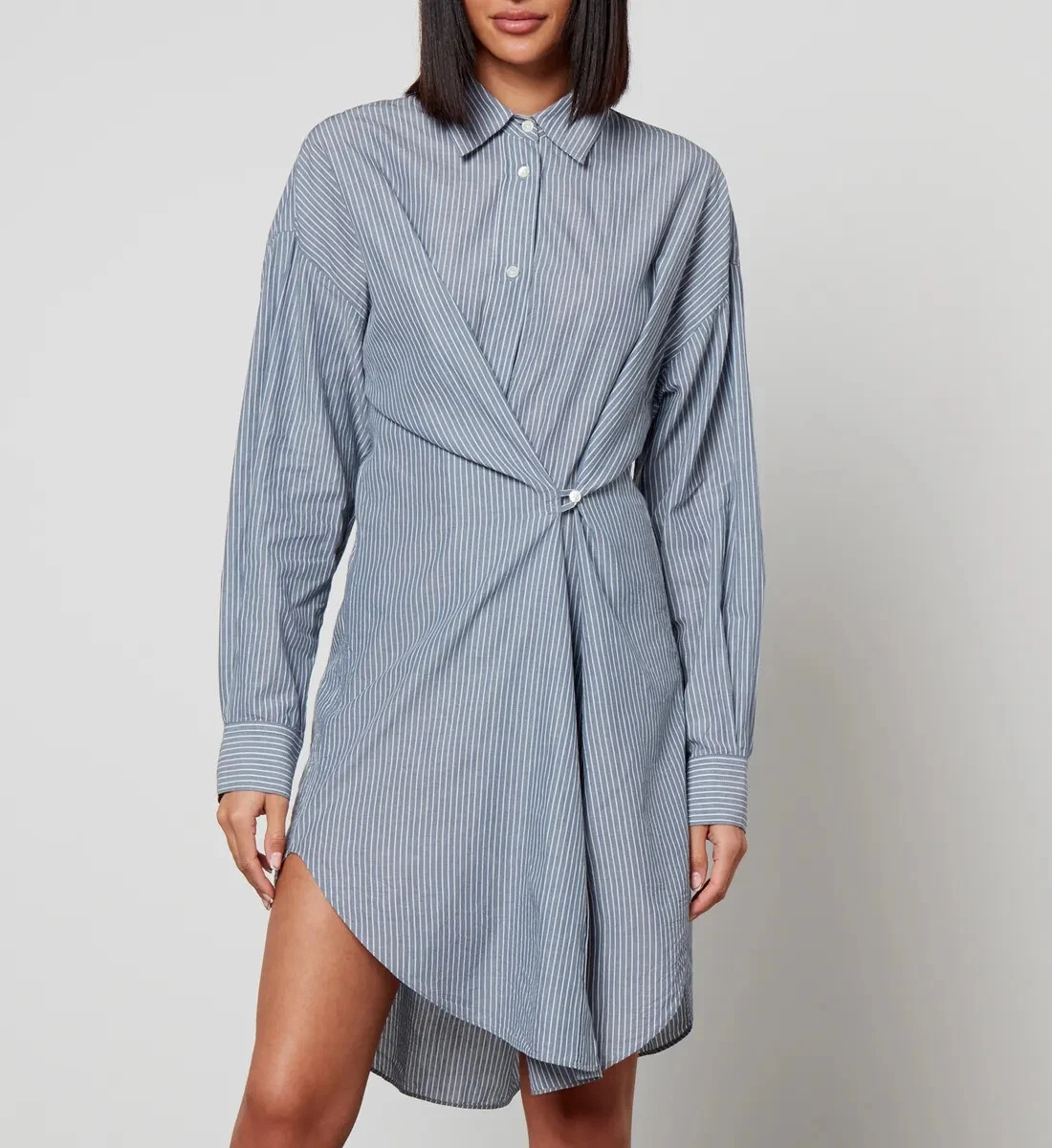 Marant Etoile Robe Cotton Striped Blue Mini Shirt Dress L 38 | eBay