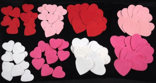Valentine Self-Adhesive Felt Heart Stickers Assortment (80/pkg)