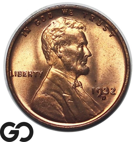 1932-D Lincoln Cent Wheat Penny, Lustrous RED, Solid Gem BU++ RD