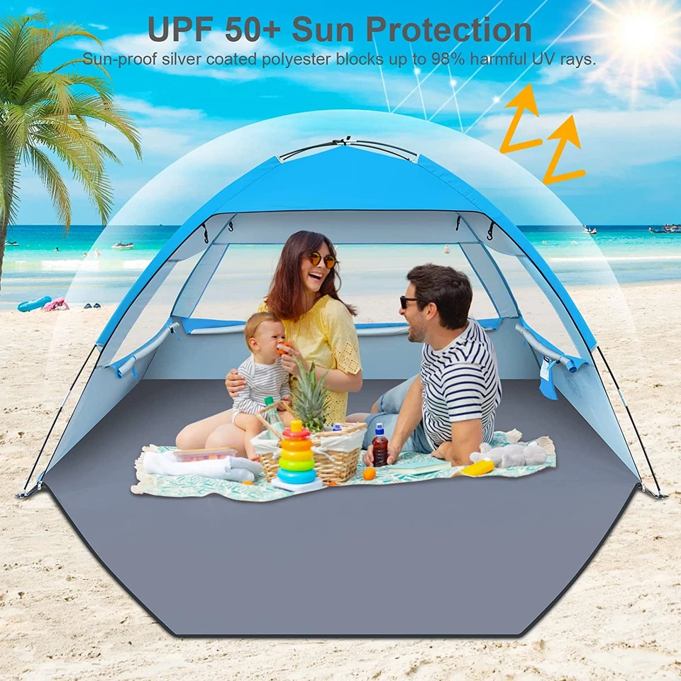 Beach Tent Sun Shelter, UPF 50+ UV Protection, Lightweight & Easy Setup, Canopy - Image 3 of 4