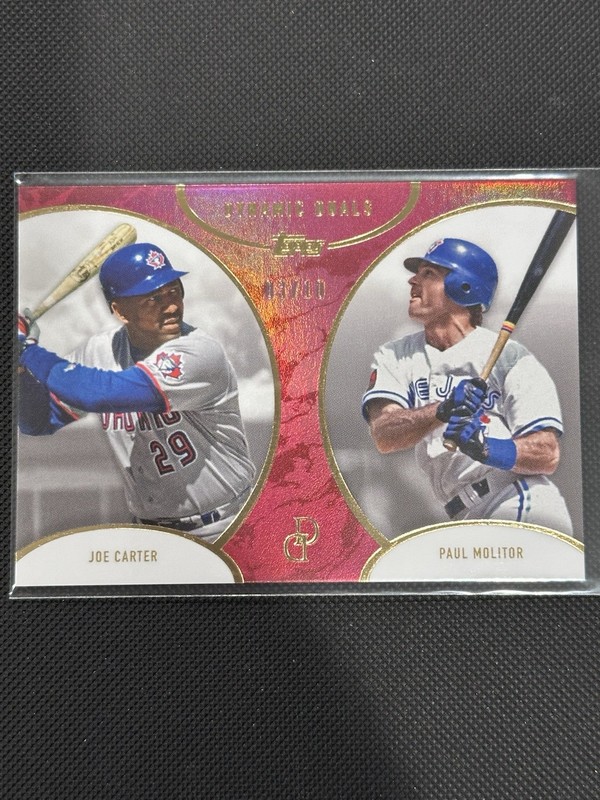 2025 Topps Dynamic Duals Joe Carter Paul Monitor Red SSP /10 Blue Jays