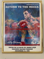 Framed Oscar de la Hoya signed Leroy Neiman cover 1995 MSG champonship fight 