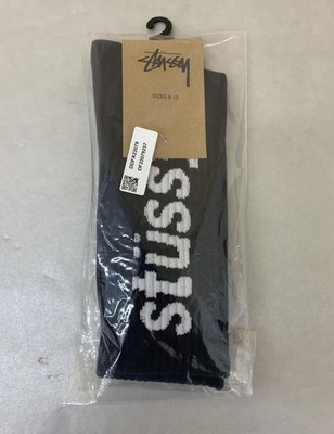 Stussy Mens Helvetica Jacquard Crew Socks in Black Size 8-13