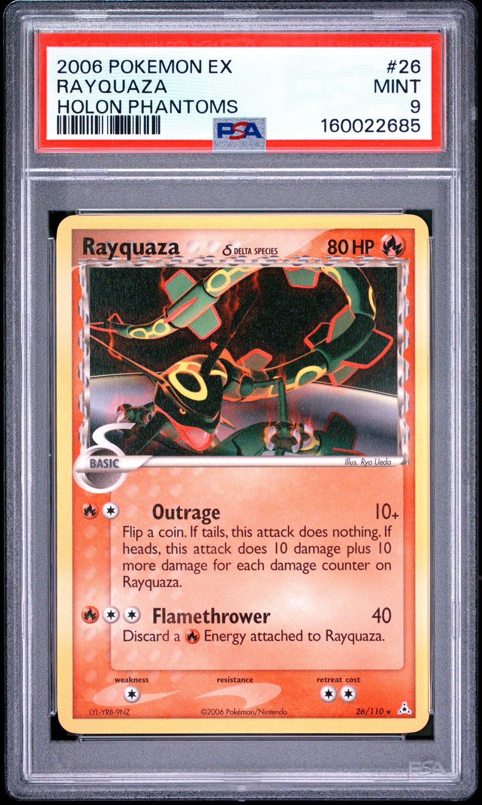 2006 POKEMON EX HOLON PHANTOMS #26 RAYQUAZA PSA 9