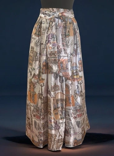 New Parisian Her Destiny Graphic Satin Maxi Skirt Womens Size L