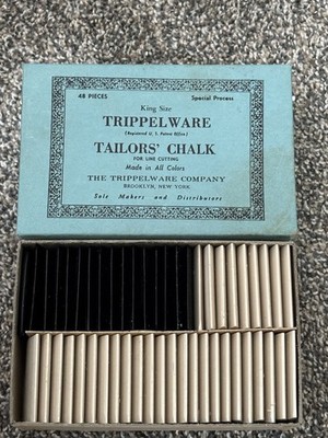TRIPPELWARE Giant Size Tailors Chalk 48 Pieces Full Box White/ Black Rare NOS