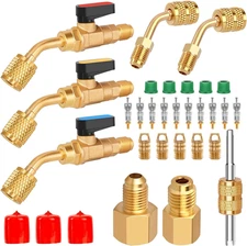 31PCS Air Conditioning Refrigerant Angled Ball Valve 1/4 Inch for R410A R134A R1