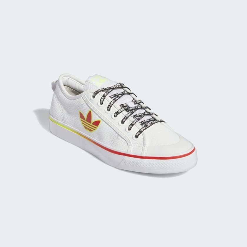Men's adidas Nizza Trefoil Shoes, White Vivid Red, GX1465, Size 10