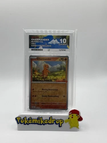 Charmander 151 #004 Reverse Foil GameStop Exclusive ACE 10 2023 Pokemon English