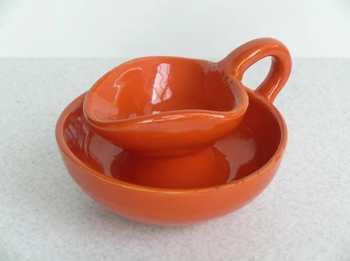 Bauer Matt Carlton Pottery Candle Holder Orange 4"