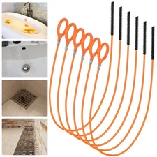 32 Inch Snake Drain Hair Removal Tool (6 Pack), Anti-Break Metal with Nylon C...