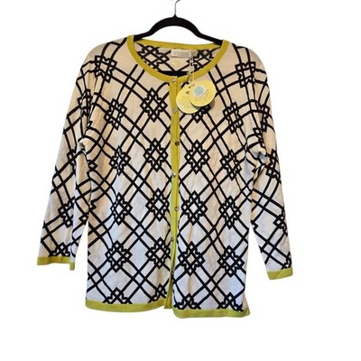 Spartina 449 NWT Seven Oaks Knit Cardigan Women's XL 100% Merino Wool Geometric