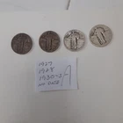 4 Standing Liberty Quarters 1927, 28, 30-S, 1 no date Circulated 90% Silver