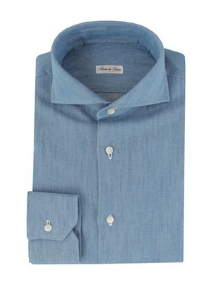 $600 Fiori Di Lusso Light Blue Cotton Shirt - Extra Slim - (FL715262)
