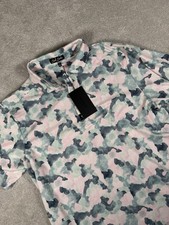 New Bad Birdie Mens Core Polo Mirage Oasis Camo Golf Shirt Size Large