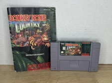 Donkey Kong Country (SNES,1994) Cartridge And Manual Tested