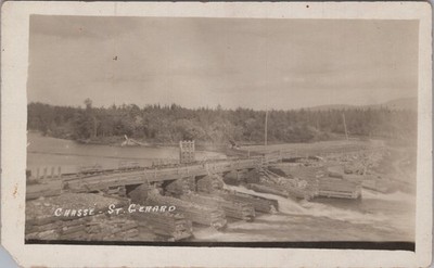 Chasse St Gerard Quebec QC Logging Dam Log Drive RPPC Postcard