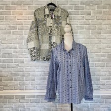 Vtg NOS Lot of 2 Button-Up Shirts Floral Patchwork Prints XL Made In USA
