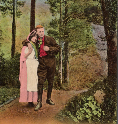 Postcard St Patricks Day The Dear Little Shamrock Man Woman on Path Posted 1912