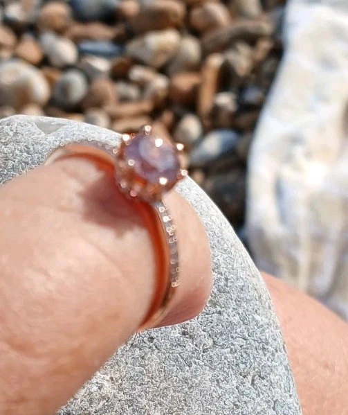 Genuine Pandora ROSE Gold Pink Sparkling Crown Solitaire CZ Ring 188289 Size S - image 2 of 4