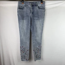 FDJ french dressing jeans olivia 8 Embroidered Stretch Flowers Frayed Live Edge
