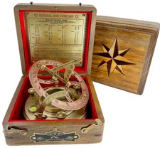 Top Grade 5 Inch Large Perfectly Calibrated Brass Nautical Sundial Compass - ...